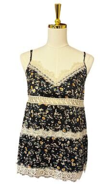 Dorothee Schumacher Spaghetti Strap Floral Silk Lace Cami Top NWT Size 2